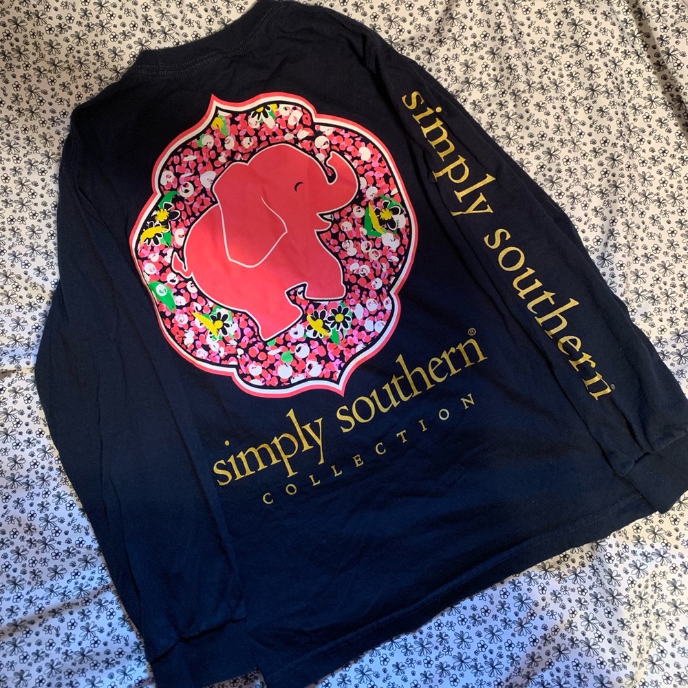 Simply Southern pink Elephant Long Sleeve Tee